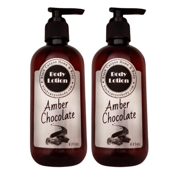 Black Canyon Amber Chocolate Scented Luxury Body Lotion with Lanolin and Jojoba Oil, 8 Oz (2 Pack)