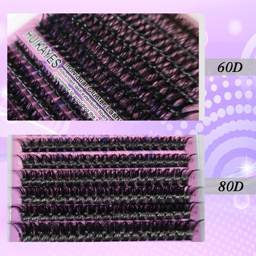 60D+80D DIY Lash Extension Kit 280Pcs Fluffy Eyelash Extension 9-16mm Mix D Curl Individual Lashes Cluster Kit with Lash Bond and Seal and Tweezers Wispy Natural Lash Extensions Kit by SZYZKJ
