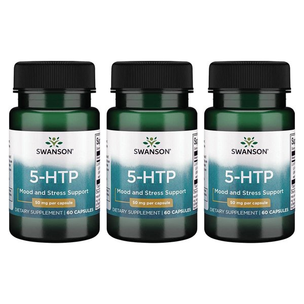 Swanson Premium Amino Acid 5-Htp - Extra Strength - 50 Milligrams 60 Capsules (3 Pack)