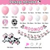 Pink Cow Balloons Garland Arch Kit, 140Pcs Pastel Pink Confetti Cow Print Balloons MOOMOO Banners Foil Cow for Western Cowboy Cowgirl Farm Animal Themed Baby Shower Birthday Party Decorations Supplies