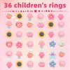 BXDOW 36Pcs Little Girl Jewel Rings, Adjustable Pink Rings Girls Kids Pretend Play and Dress up Jewelry Set, Cute Rings with Heart Shape Display Case Party Favors Toys Gifts for Halloween, Christmas