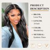 LEOSA Long Body Wavy Balck& Grey V Part Synthetic Wig For Black Women Highlight Full Head Clip In Hair Extensions Long Body Wave Wig for Women Synthetic Hair Replacement Wig (24Inch, Black&Grey#)