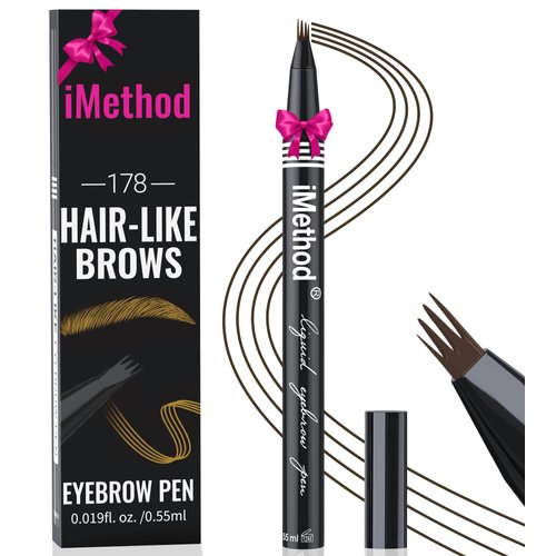 iMethod Eyebrow Pen - Eyebrow Pencil with Micro 4-Fork Tip, Microblading Eyebrow Pen for Natural Hair-Like Brows, Long-Lasting Eye Brow Pencils for Women, Smudge-proof, Dark Brown