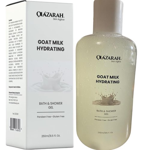OLAZARAH Goat Milk Hydrating Bath & Shower Gel - Nourish Your Skin with Pure Hydration, Paraben-Free & Gluten-Free, 8.5 Fl. oz