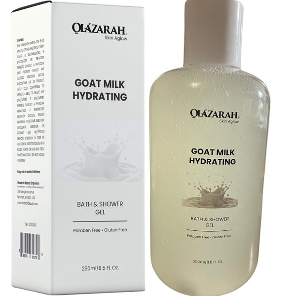 OLAZARAH Goat Milk Hydrating Bath & Shower Gel - Nourish Your Skin with Pure Hydration, Paraben-Free & Gluten-Free, 8.5 Fl. oz