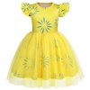 HenzWorld Joy Costume Dress for Girls Inside&Out 2 Cartoon Joy Costume Fancy Dress Up Flutter Sleeve Tulle Dresses Pretend Play Christmas Birthday Gifts Outfit Yellow Size 10 9-10 Years