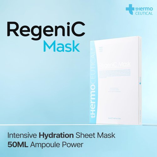 tHermoCEUTICAL RegeniC Mask - Intensive Hydration for the Face & Neck, Facial Sheet Mask, 50ml Ampoule Power wtih Instant Hydration, Smoothness for Dry Skin, Redness (Pack of 5)