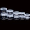 ZEJIA 10pcs Small Travel Containers, Clear Sample Containers with Screw Lids, 5 Size 3/5/10/15/20 Gram Sample Jars with 12pcs Labels and 2pcs Mini Disposable Spatula, Makeup Sample Containers BPA Free