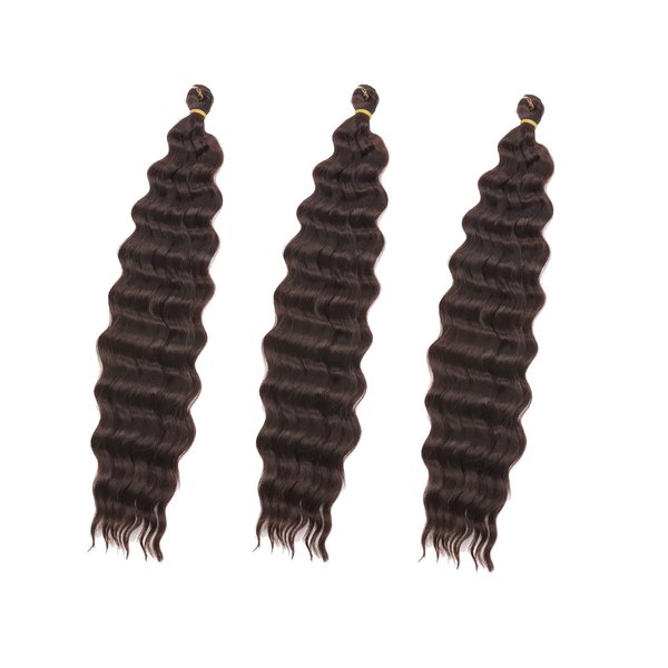 Deep Wave Braiding Hair Color 4 Water Wave Crochet Hair 16 Inch Ocean Wave Crochet Hair for Butterfly Locs Soft Faux Locs French Curl Crochet Braids Curly Crochet Hair Dreadlock Extensions(3 Packs)