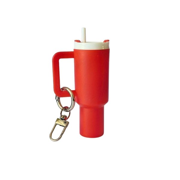 Mini Tumbler Keychain with Detachable Storage for Lipstick,Mini Cup Keychain, School Bag Key Ring Backpack Charm for Women (1pcs-red)
