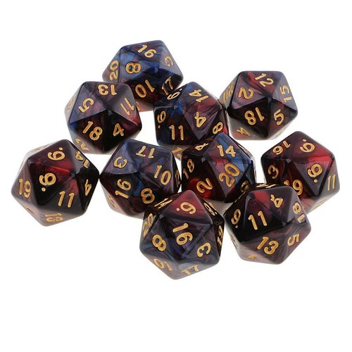 Yiotfandoll 10PCS Polyhedral Dice D20 Dice 20mm Acrylic 20 Sided Dice Game Dice for RPG MTG DND Dice Table Games (Red Blue)