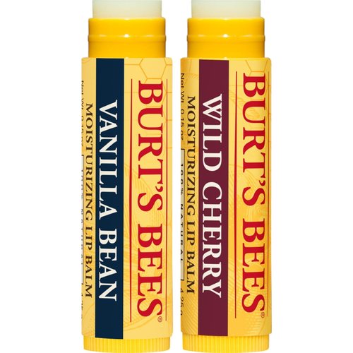 Burt's Bees 100% Natural Lip Balm, Wild Cherry and Vanilla Bean Blister Box, 0.3 Ounce, 2 Count