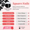 LuckForever 240pc Matte Square Press on Nails Medium Glue on Nails Black Fake Nails Medium Square Acrylic Nails Press on Nails Full Cover Artificial False Fingernails with Nail Glue Adhesive Tabs
