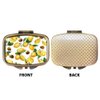 WIRESTER Rectangle Pill Box, 2 Compartment Retro Pill Case with Mirror, Medicine Tablet Vitamin Holder for Pocket Purse Travel - Lemon Leaf Walnuts