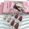 30 Pcs Almond Press on Nails Short Fake Nails with Floral Designs Fall Acrylic Nails Press ons Cute Flower False Nails Full Cover Glue on Nails Glossy Stick on Nails for Women Girls