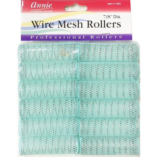 Annie Wire Mesh Rollers #1023, 12 Count Green Medium 7/8 Inch (5 Pack)