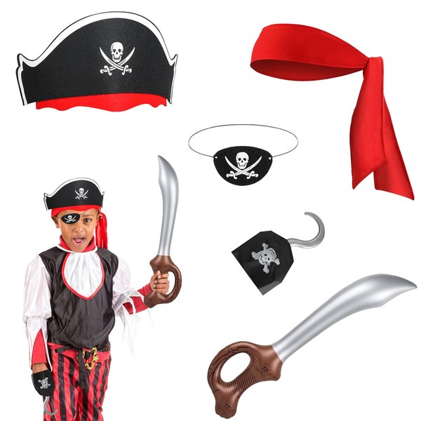 YANMIN Pirate Accessories for Kids 5pcs Pirate Party Favors Pirate Theme Party Supplies for Kids Birthday Halloween Costume Masquerade