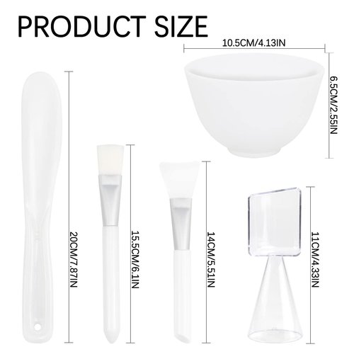 FERCAISH 5Pcs Diy Face Mask Mixing Bowl, Microwavable Silicone Facial Mud Bowl Cosmetic Beauty Tool for Home Salon(White)