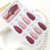 Medium Press on Nails Almond Fake Nails Burgundy Matte Full Cover Glue on Nails Golden Curve Glitter Design Acrylic Nails Press ons Glossy Artificial False Nails for Girls 24Pcs