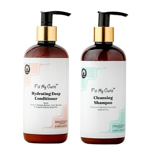 FIX MY CURLS Cleansing Shampoo & Hair Conditioner For Nourishing, & Moisturizing | Curly Hair & Wavy Hair | Anti Dandruff Shampoo & Conditioner| Tea Tree| Sulphate Free & Silicone Free 8.81 Oz Each
