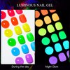 MSRUIOO Glow in the Dark Gel Nail Polish, 6 Colors Luminous Neon Gel Polish Set Fluorescent Bright Colors Hot Pink Yellow Purple Glow Effect Soak Off UV Gel Polish for DIY Nail Art Design