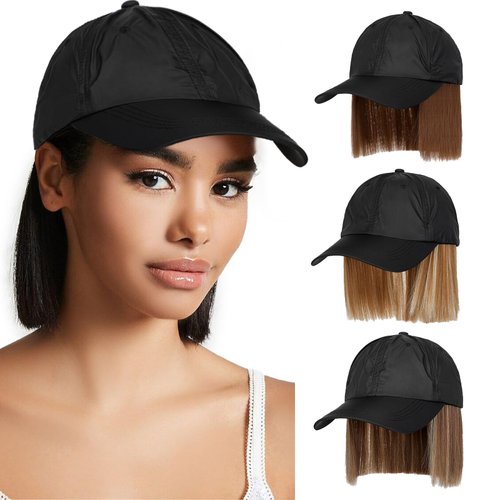 AynnQueen Super Light Wig Quick Drying Baseball Cap with Synthetic Wig Attached 6inch Short Straight Hair UV Protection for Outdoor Sports (Medium Brown)