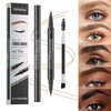 9708 2-Tip Double-Ended Eyebrow Pen, 2-in-1, with Eyebrow Brush. Waterproof and Sweat Proof,Precise Liquid Brow, 5 Shades, Long-Lasting (2#Brown)