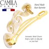 Camila Paris CP3169 French Hair Barrette Clip for Girls, Handmade, White, Gold Metal Clasp Strong Hold Grip Hair Clips for Women, No Slip and Durable Styling Girls Hair Accessories, Made in France