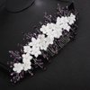 Teyglen Bride Wedding Hair Comb Bridal Flower Crystal Hair Pieces Handmade Purple Rhinestone Hair Comb Headband Floral Flower Headpieces for Wedding Hair Accessories for Bride Women Girls (Purple)