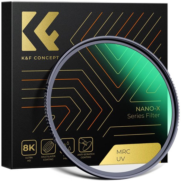 K&F Concept 52mm MC UV Protection Filter with 28 Multi-Layer Coatings HD/Hydrophobic/Scratch Resistant Ultra-Slim UV Filter for 52mm Camera Lens (Nano-X Series)