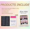 Black French Tip Press on Nails Medium Fake Nails Square Full Cover Glue on Nails Bow-Knot Star Designs Cute False Nails Glossy Stick on Nails for Women Girls Acrylic Manicure Salon 24Pcs