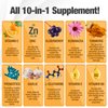 10 in 1 Immune Support Supplement (No Fillers) | Vitamin C, Zinc, Elderberry, Echinacea, Turmeric, Probiotics |Immunity Booster for Multi-System Immune Defense, Respiratory & Gut health |60 Day Supply