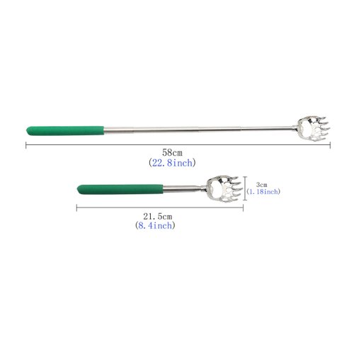 CERRXIAN (4-Pack) Telescoping Back Scratcher, LEMENG Portable Extendable Telescopic Bear Claws Metal Back Scratchers - Hand Massager Backslap with Rubber Handles
