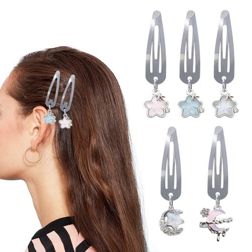 5 Pcs Star and Moon Pendant Snap Clips Sweet Cool Hair Clips Party Festivals Barrettes Hair Acces...