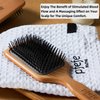 Wooden Paddle Hair Brush, Square Detangling Reducing Breakage Hairbrush for Men & Women, Beechwood Air Cushion Brush with Travel Bag for Thick, Curly, Wet, Dry Hair