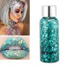 MAEPEOR Chunky Face Body Glitter Gel 19 Colors Mermaid Sequins Holographic Body Glitter Gel Long-Lasting Festival Makeup Glitter Paint for Face Body Hair Nails (30g, #004 Green)