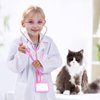 mifengda Kid Doctor Costume with Glasses Stethoscope Lab Coat and ID Card (Pink, Medium)