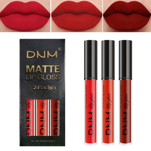 WYBLZPXZ 3Pcs Dark Red Black Purple Blue Matte Liquid Lipstick Sets,Matte Lipstick Lip Stain Long Lasting Waterproof Non-stick Cup Smudge Proof DNM Matte Lip Stick GLoss Makeup Set for Women（F