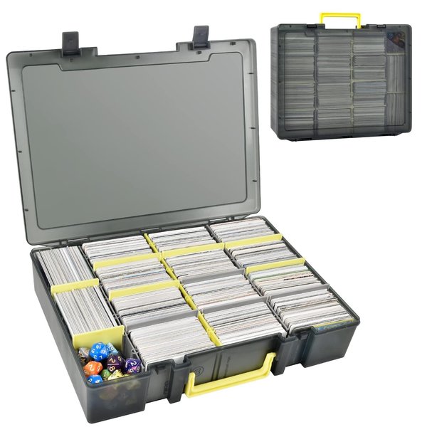 Xuerdon Trading Card Storage Box, 2300+ Playing Card Case Holder Organizer Compatible with PM TCG/for Yugioh/for CAH/for Phase 10/ for Topps Football Baseball Sports Cards (Case Only) - Grey