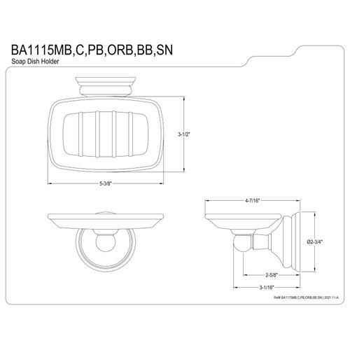 Kingston Brass BA1115C Victorian Soap Dish, Polished Chrome,5-1/4"