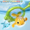 FICCURYS Baby Bath Toys Set,Wind Up Pool Toys for Toddlers 1-3,Kids Magnetic Fishing Toys with Fishing Rod,Fishing Net and 4Pcs Brightly Colored Whales,Boys and Girls Birthday Gifts