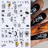 Halloween Nail Stickers, Cute Ghost Nail Decals 3D Self-Adhesive Pink Spider Ghost Spider Web Black Cat French Tips Pattern Halloween Nail Design Holiday Nail Art Decoration for Women Girls(6Sheets)