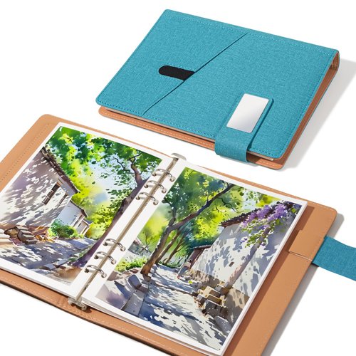 Lightwish Watercolor Sketchbook,100% Cotton Acid Free Watercolor Journal,300gsm/140lb Hot Press Watercolor Paper for Artists,Adults,Students,20 Sheets,9.25 * 6.3 Inches(Cloth Blue)