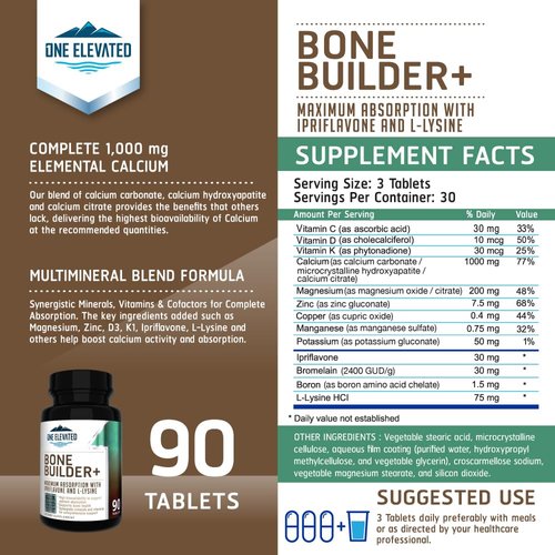 Comprehensive Bone Builder Calcium Supplement. Formulated with Highest Grade Calcium -Carbonate/Hydroxyapatite/Citrate, Magnesium, Zinc, D3. Works in Sync for Optimum Bone Health and Bone Strength.