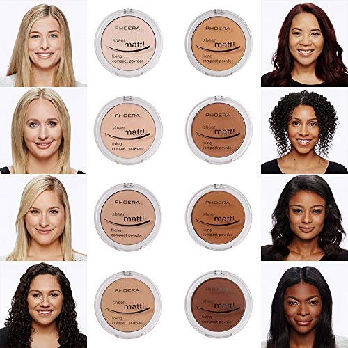 2 Pack PHOERA Matte Face Powder, Control Oil Brighten Skin Color Cover Blemish Makeup Face Setting Setting Powder Foundation。202- Natural Beig