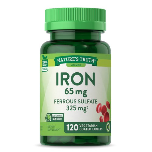 Ferrous Sulfate Iron Supplement | 65 mg | 120 Tablets | Non-GMO, Gluten Free | by Nature's Truth