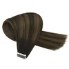 Sunny Hair Tape in Extensions Straight Skin Weft Tape in Hair Extensions Invisible Tape in Hair Extensions Human Hair 20Pcs Hair Extensions Real Human Hair Darkest Brown Balayage Medium Brown 16inch