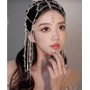 Xerling Transparent Crystal Beads Tassel Cap Headpiece 1920s Flapper Layered Head Chains Wedding Bridal Head Jewelry Cleopatra Hair Accessories for Women