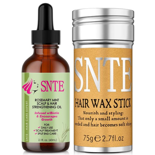 Rosemary Oil Hair Wax Stick 2Pcs for Growth, Nourishing Dry Broken Hair & Flyaways Control