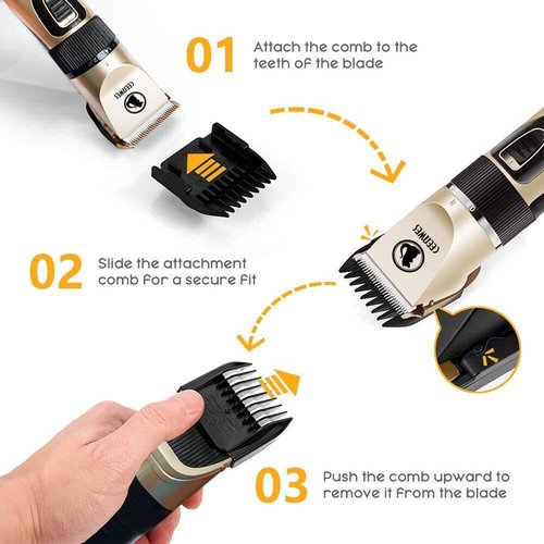 Ceenwes Dog Clippers Cordless Pet Grooming Kit, Professional Horse Clippers with Detachable Blade, Low Noise, USB Rechargeable, 5 Size Fine Tuning Knob, All in One Box